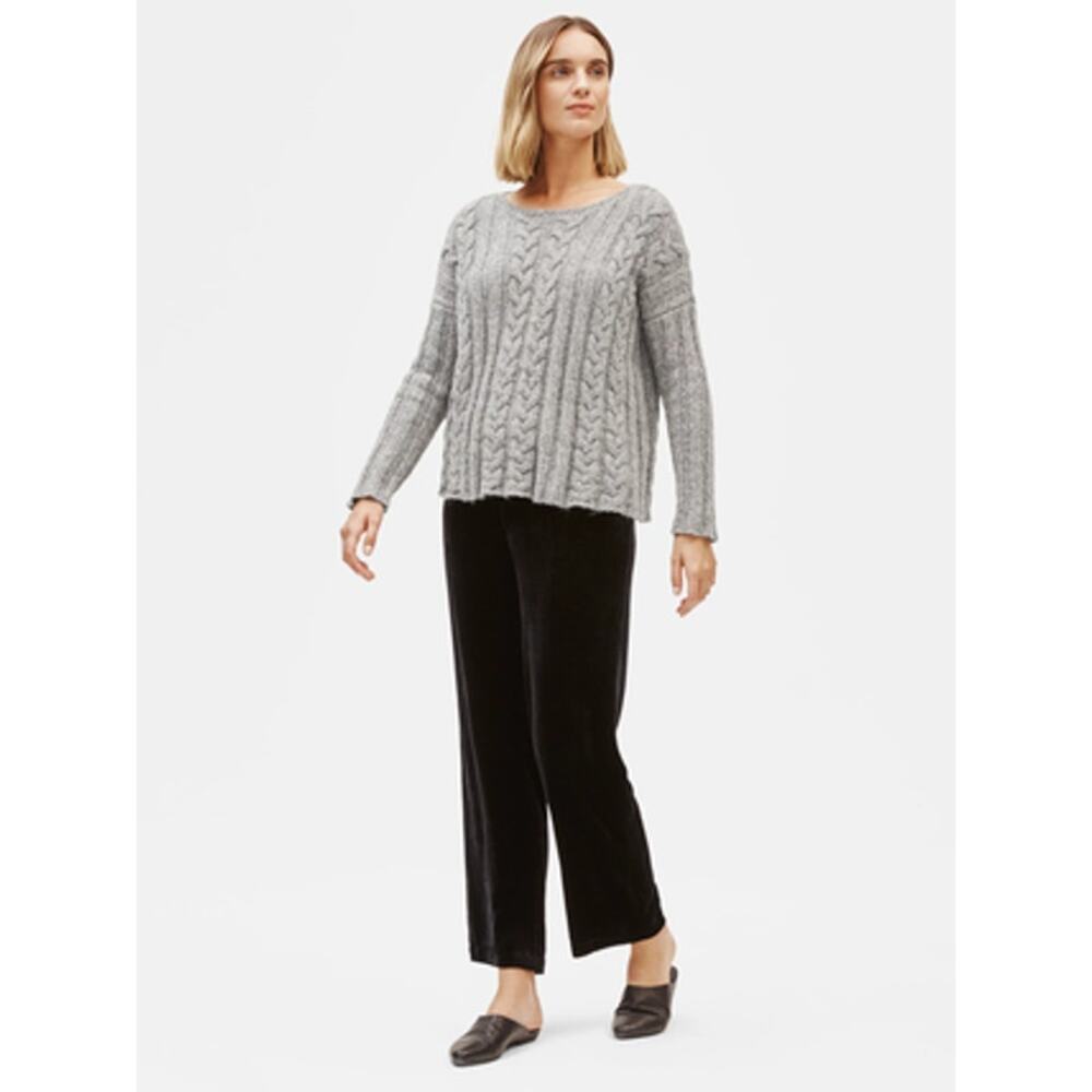 Eileen Fisher XL Baby Alpaca Organic Cotton Cable Knit Top Sweater